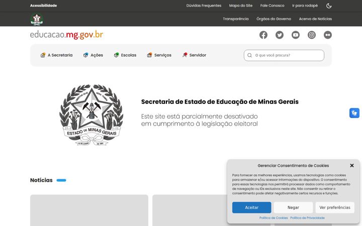 Screenshot of educacao.mg.gov.br