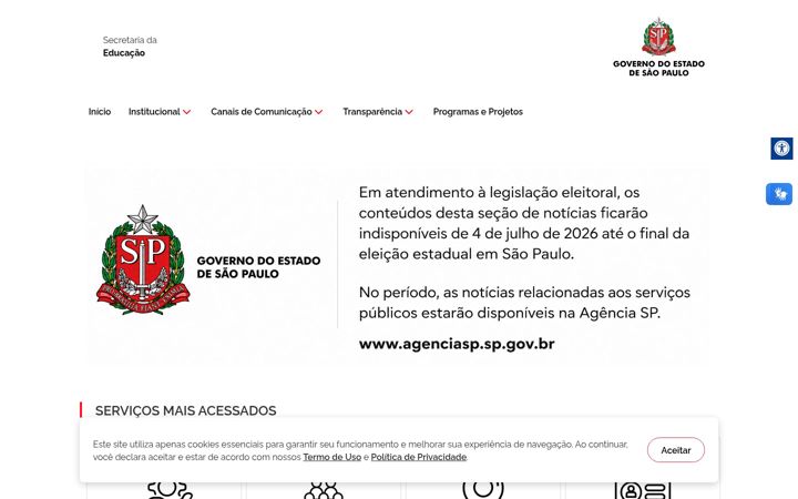 Screenshot of educacao.sp.gov.br