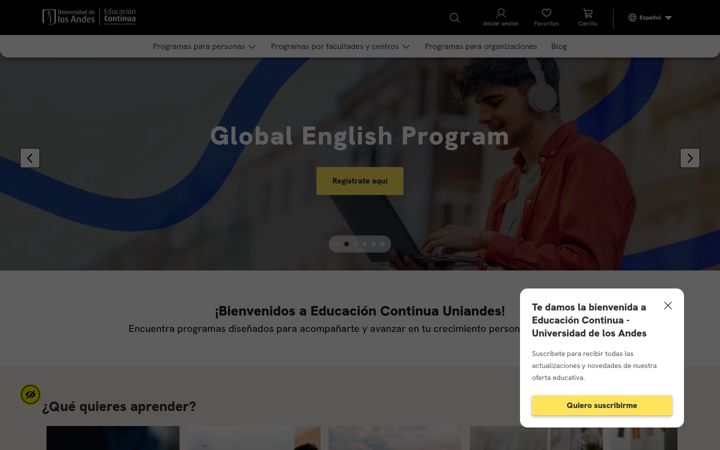 Screenshot of educacioncontinua.uniandes.edu.co