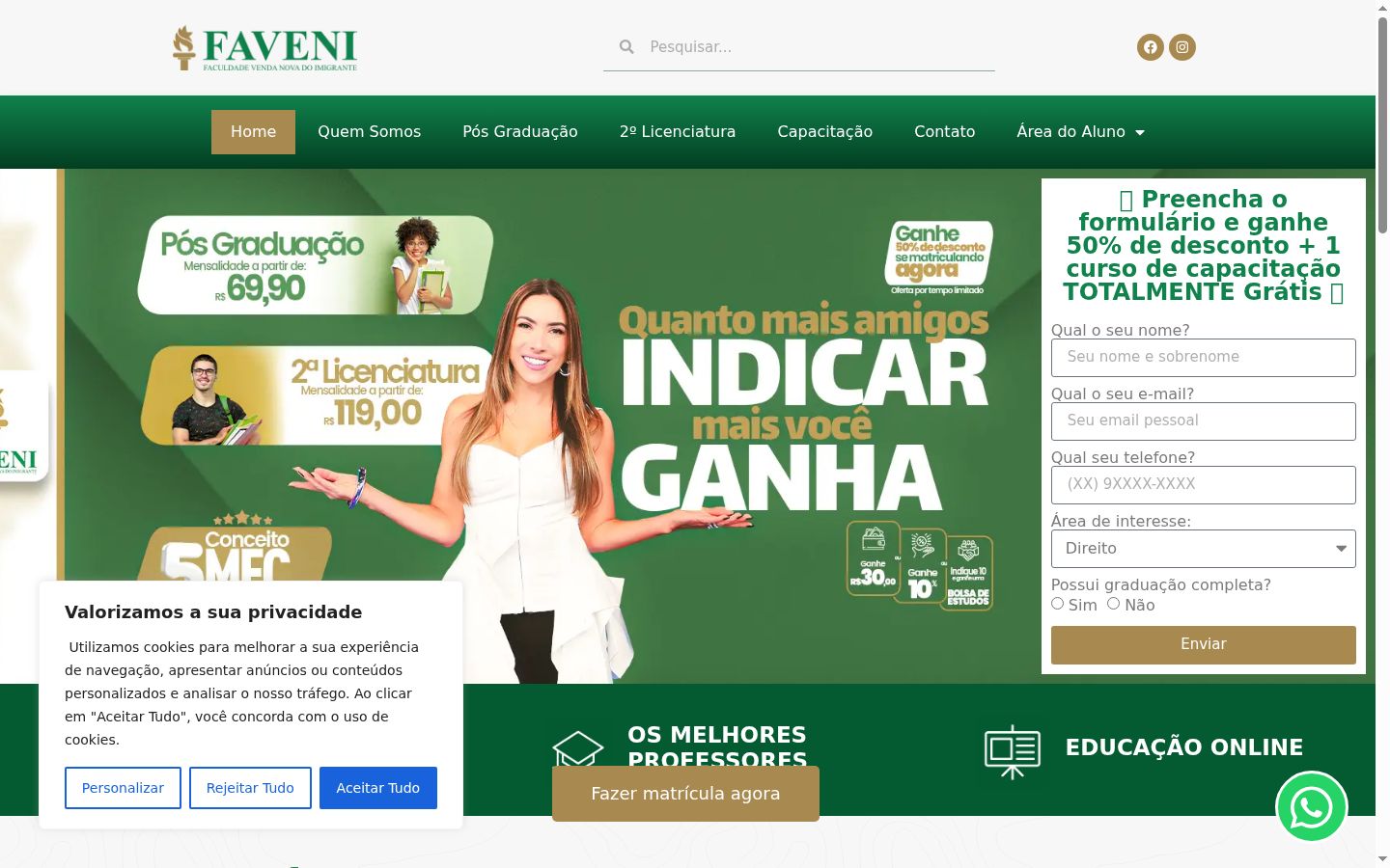 Screenshot del banner di consenso mostrato prima di qualsiasi interazione