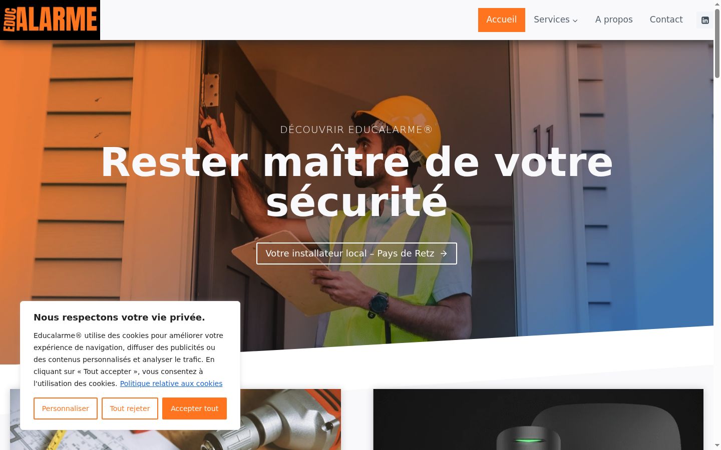 Capture d'écran de la bannière de consentement affichée avant toute interaction