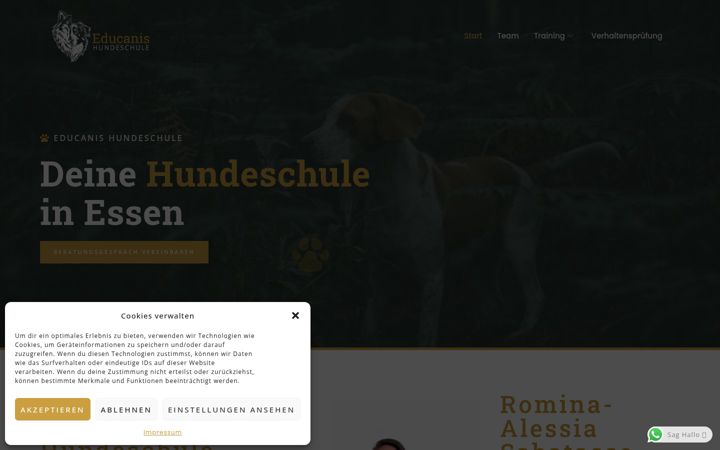 Snimka zaslona za educanis-hundeschule.de