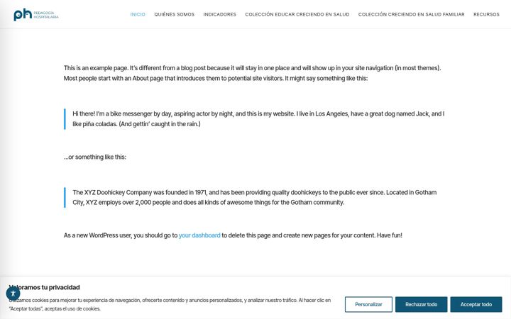 Screenshot of educarcreciendoensalud.com