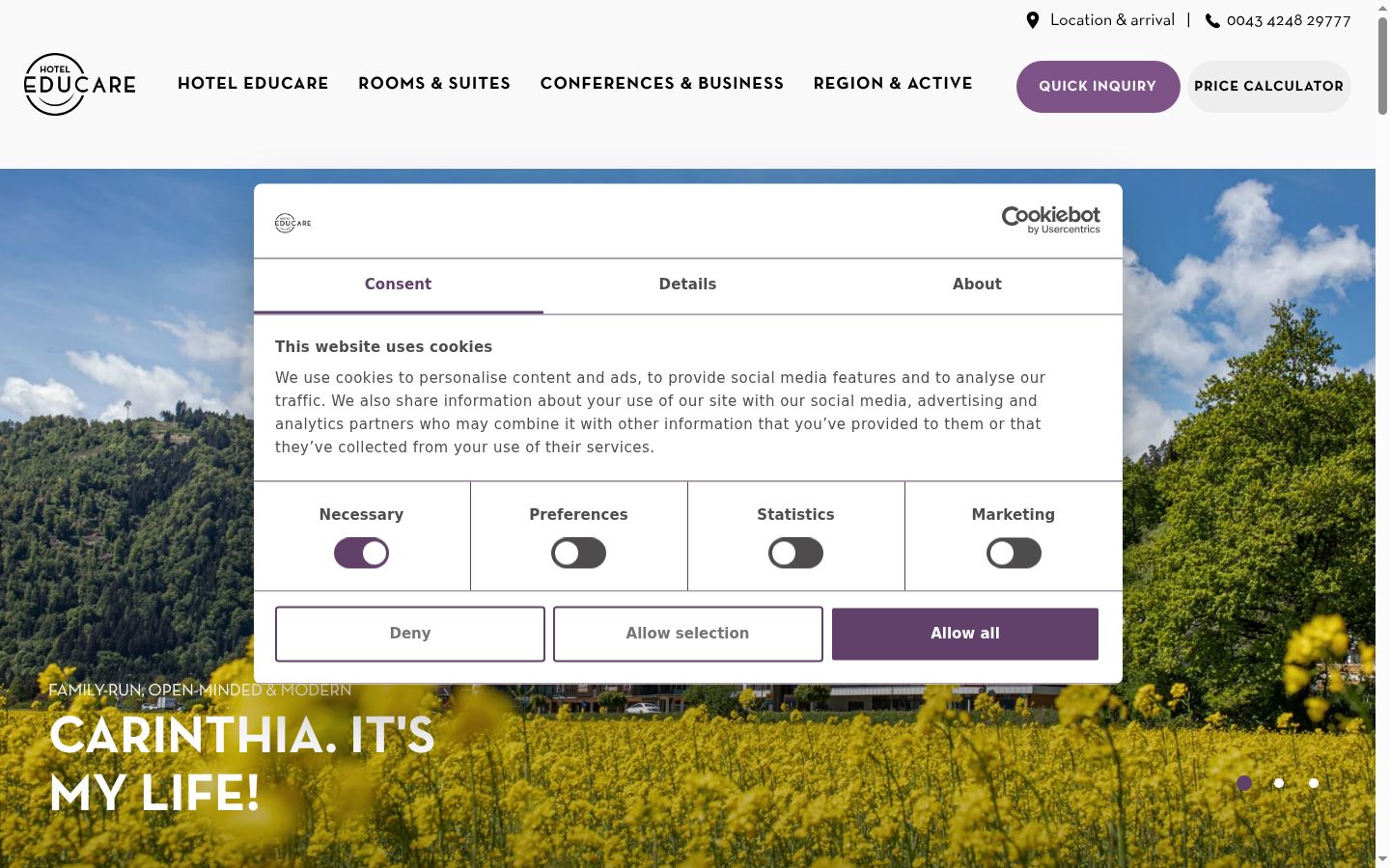 Screenshot tal-banner tal-kunsens muri qabel kwalunkwe interazzjoni