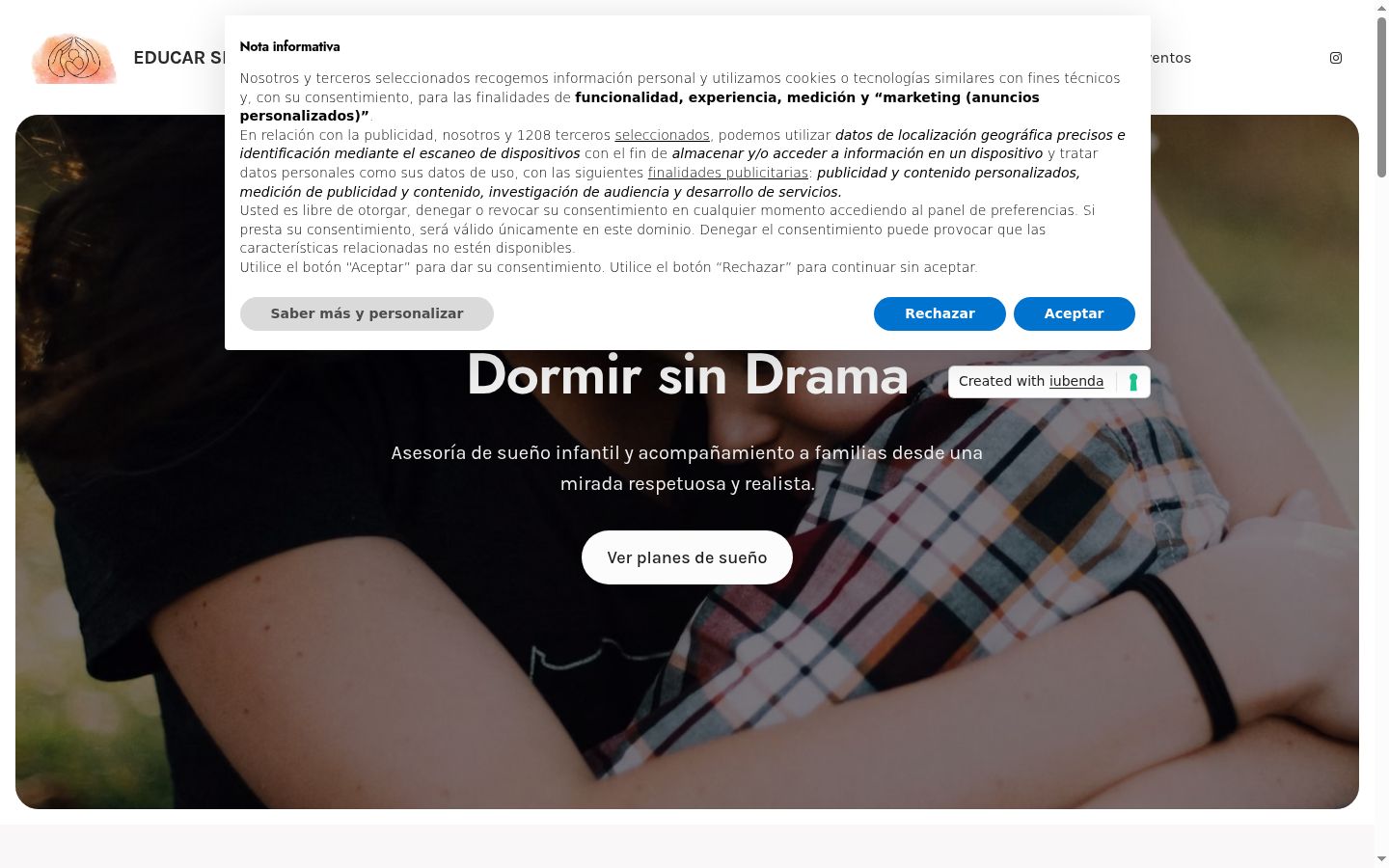 Screenshot of the consent banner shown before any interaction
