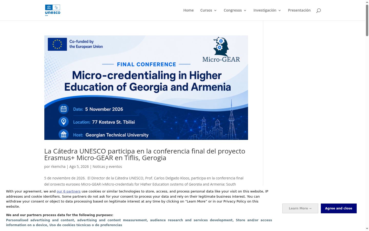 Screenshot del banner di consenso mostrato prima di qualsiasi interazione