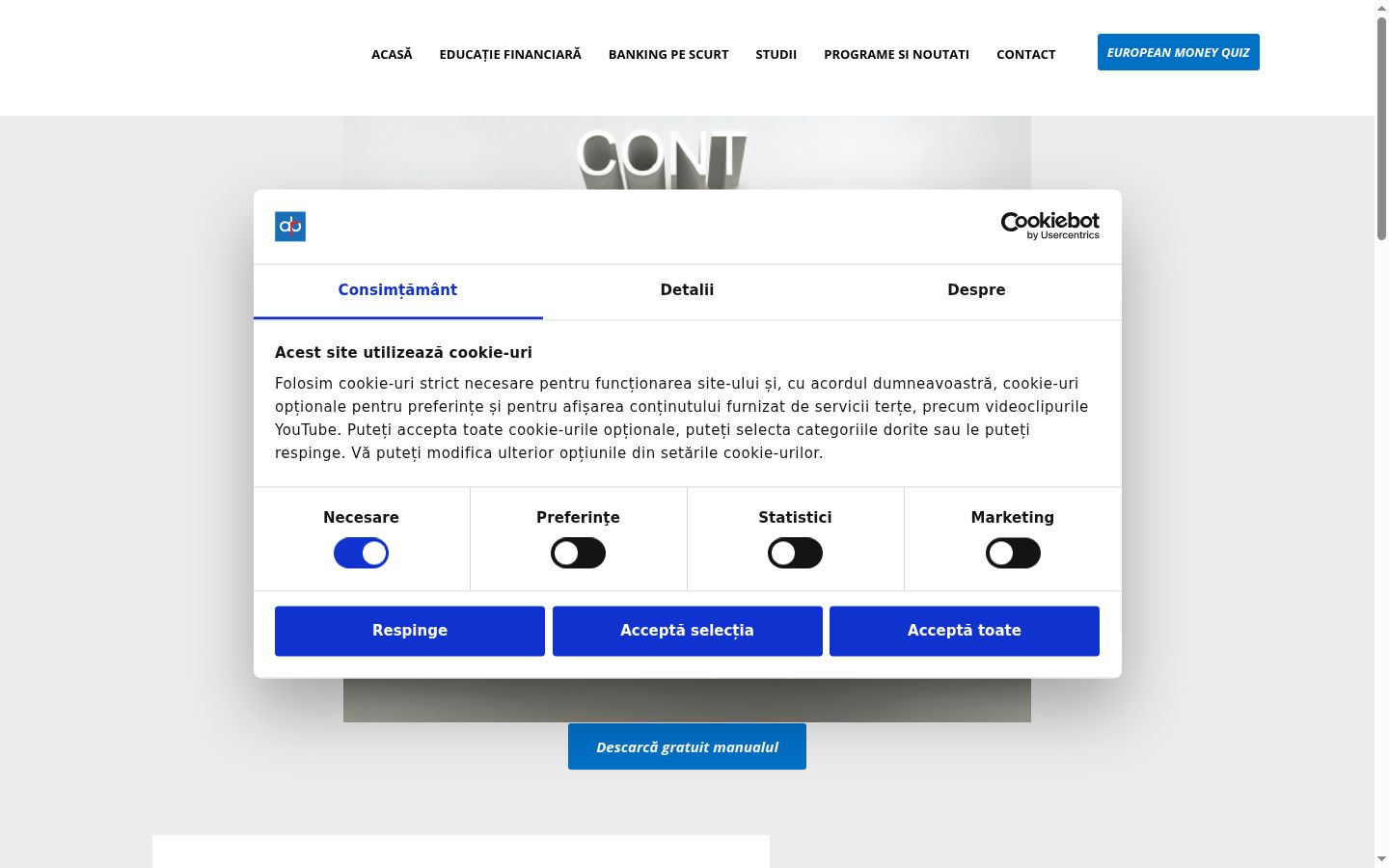 Screenshot of the consent banner shown before any interaction
