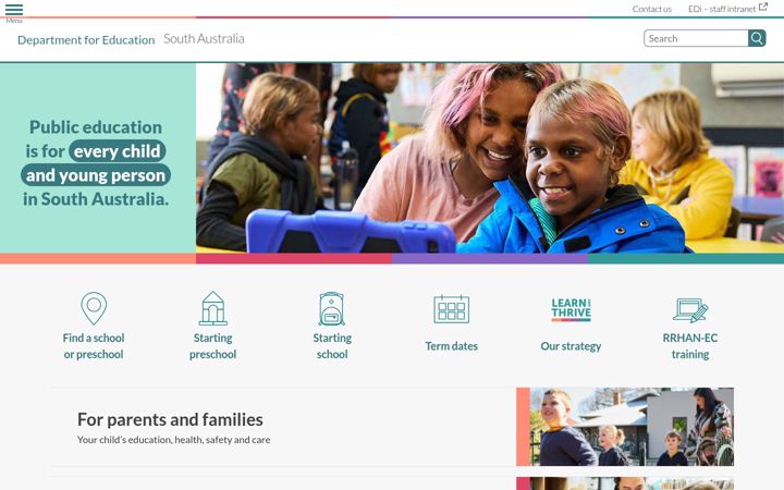 Screenshot of education.sa.gov.au