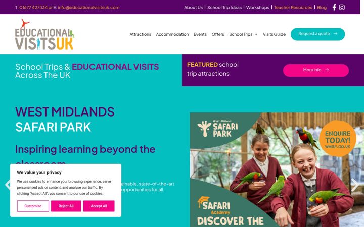 Screenshot of educationalvisitsuk.com