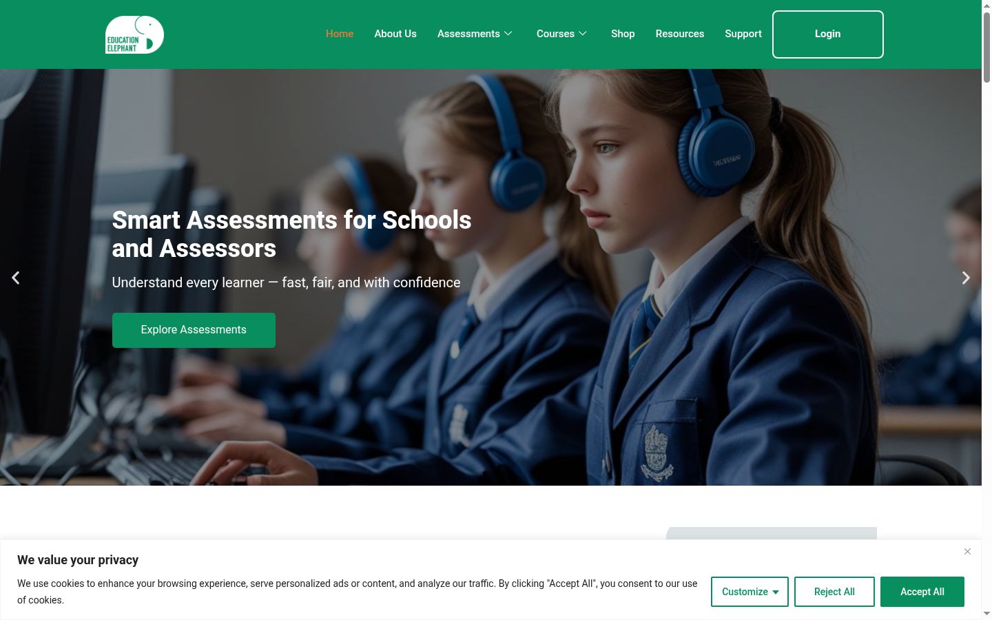 Screenshot of the consent banner shown before any interaction