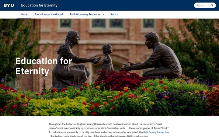 Screenshot of educationforeternity.byu.edu