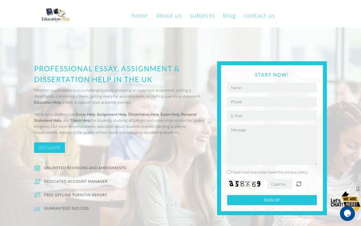 Screenshot of educationhelp.co.uk