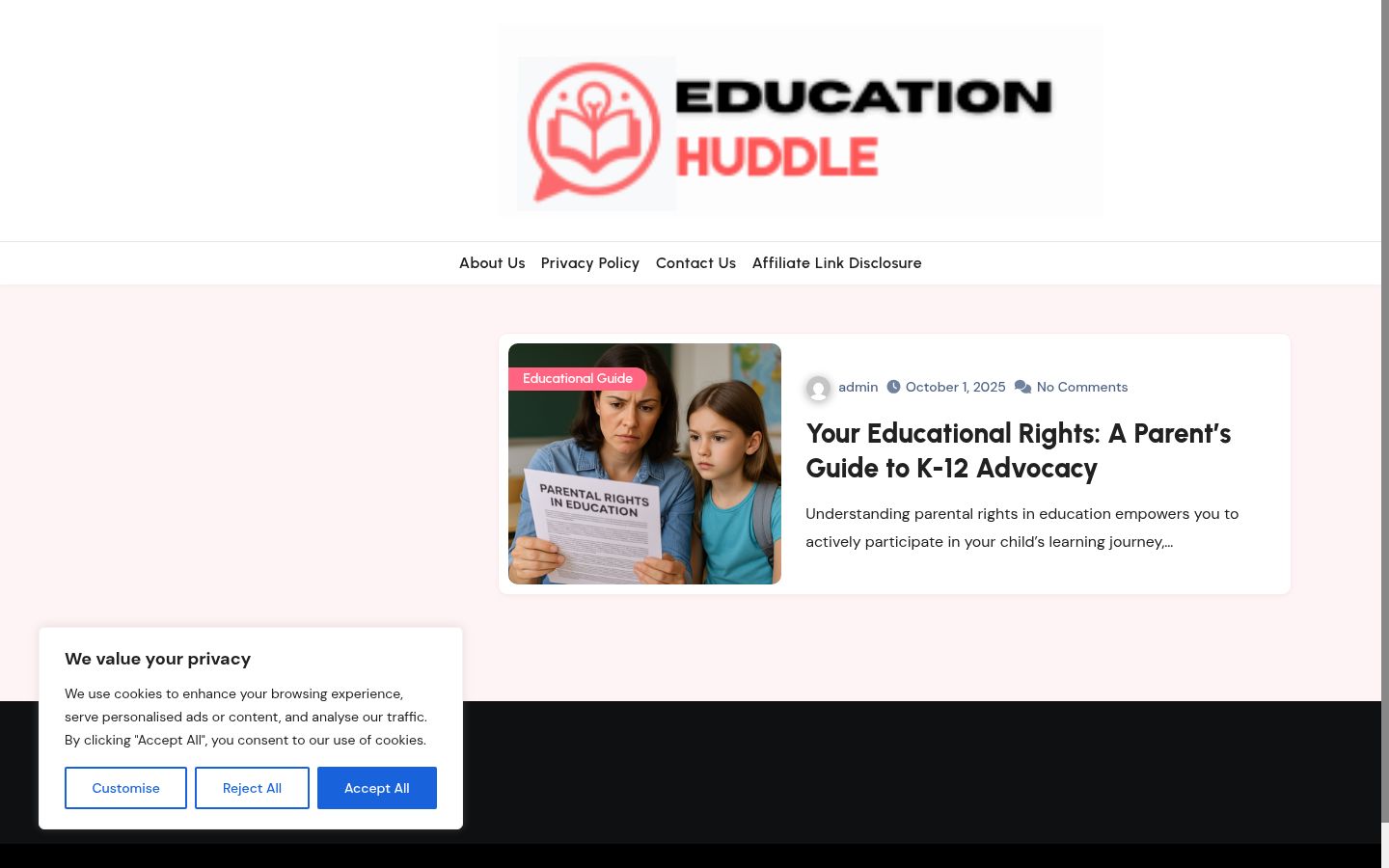Screenshot of the consent banner shown before any interaction