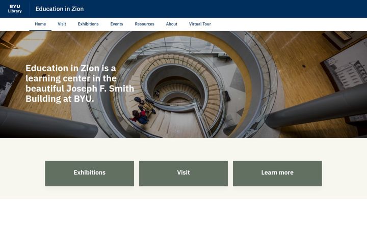 Screenshot of educationinzion.byu.edu