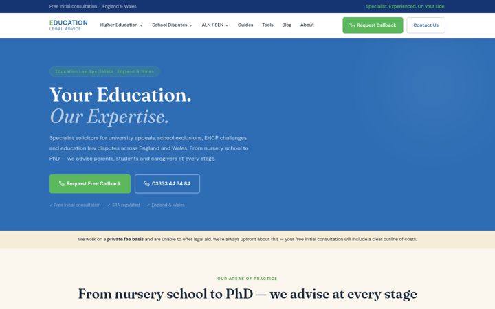 Screenshot of educationlegaladvice.co.uk