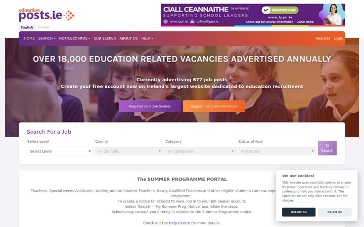 Snímek obrazovky educationposts.ie