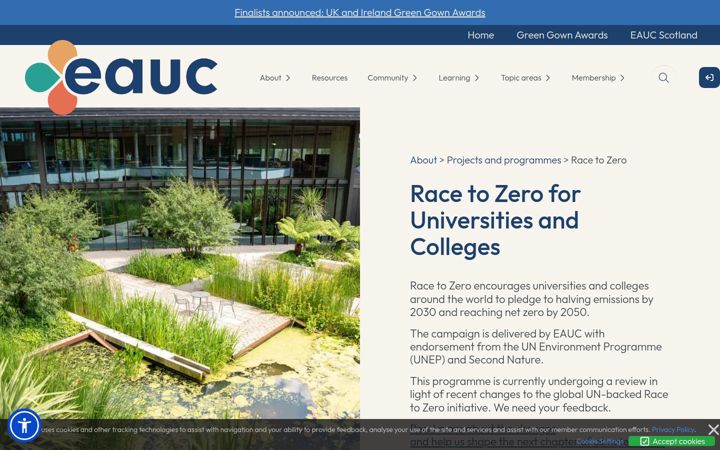 Screenshot of educationracetozero.org