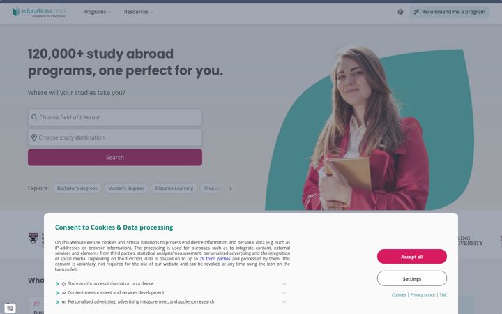 Screenshot di educations.com