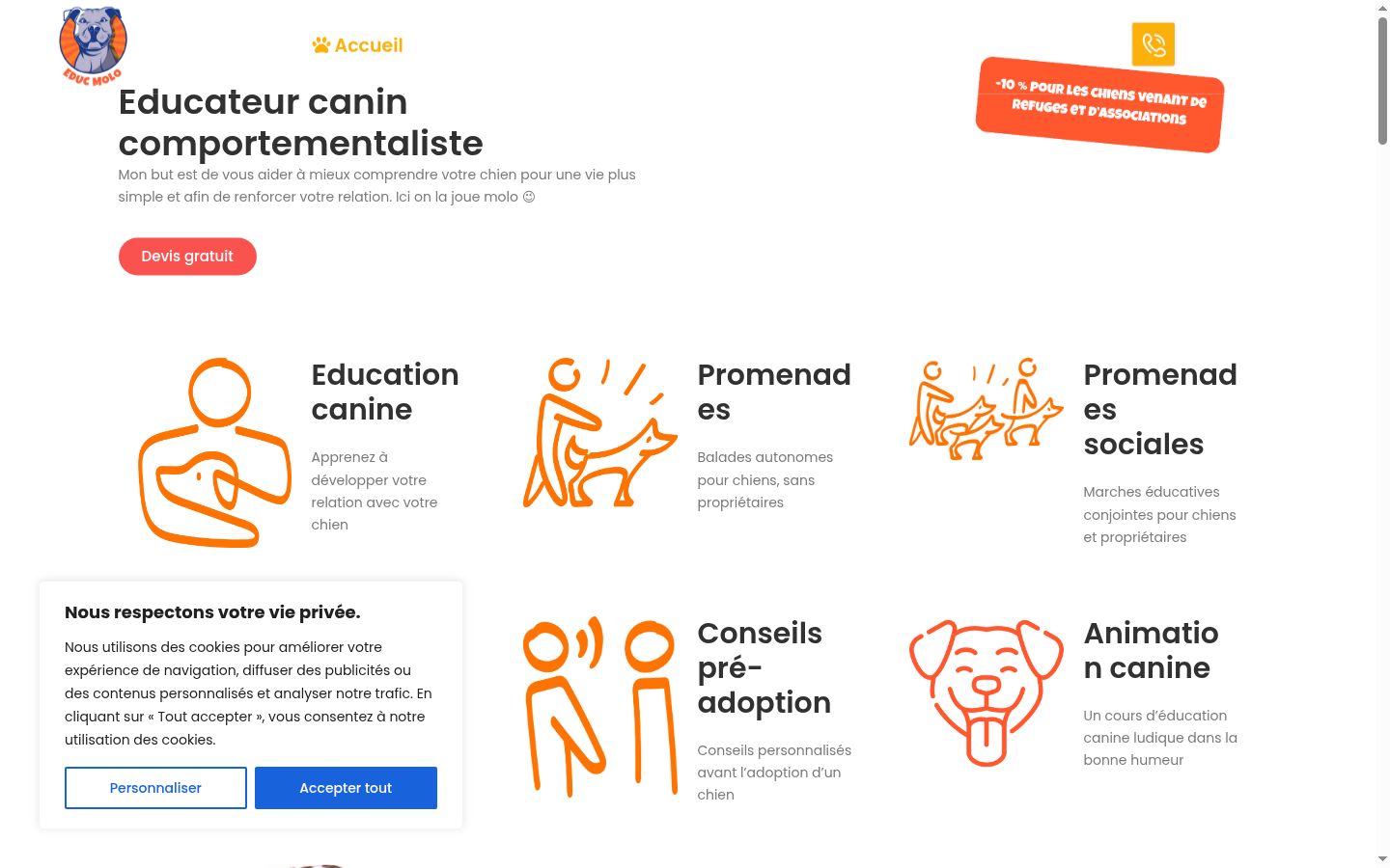 Screenshot del banner di consenso mostrato prima di qualsiasi interazione
