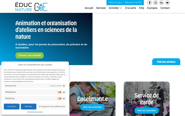 Екранна снимка на educnature.ca