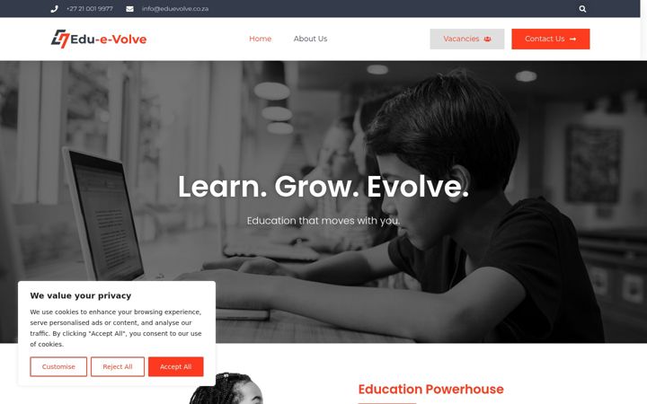 Screenshot di eduevolve.co.za