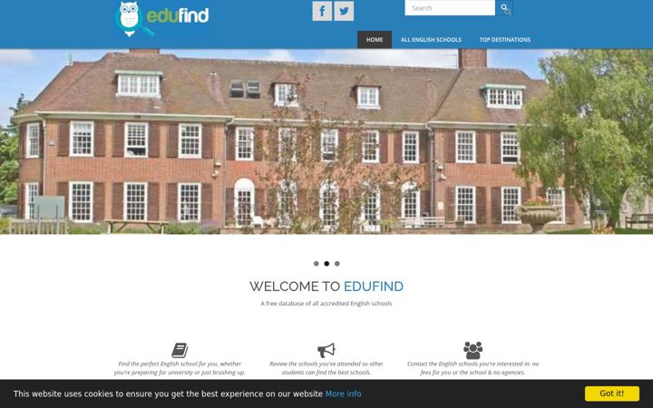 Screenshot von edufind.info