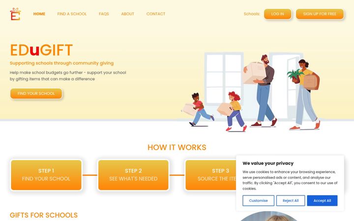 Screenshot van edugift.co.uk