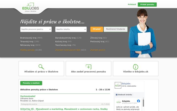 Skærmbillede af edujobs.sk