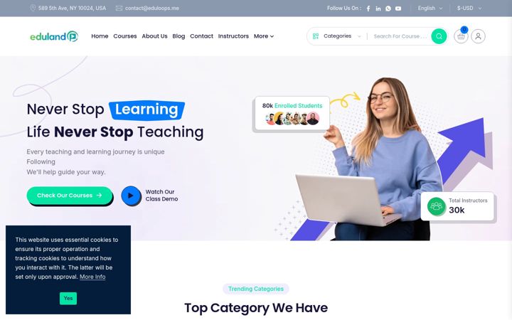 Screenshot of edulandacademy.com