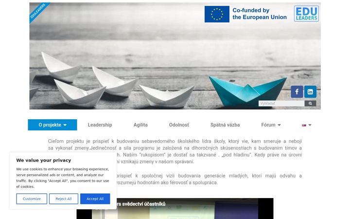 Skærmbillede af eduleaders.eu