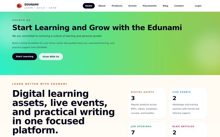 Screenshot of edunami.co.in
