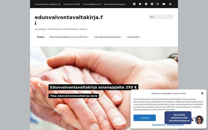 Captura de pantalla de edunvalvontavaltakirja.fi