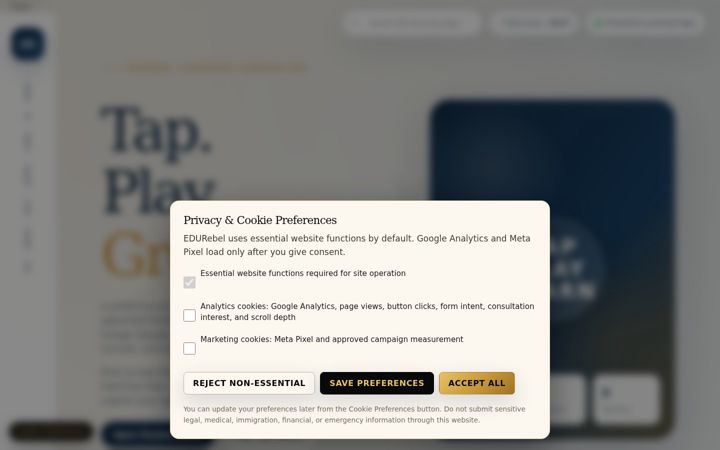 Screenshot of edurebel.com