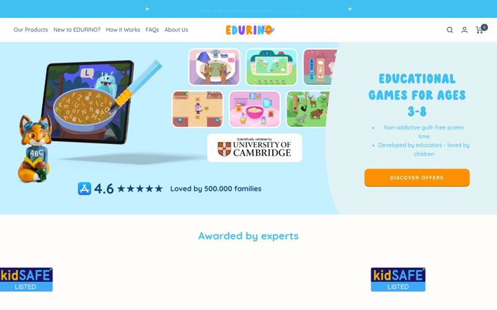 Screenshot of edurino.co.uk