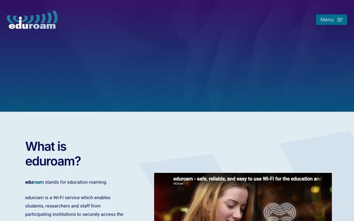 Skærmbillede af eduroam.ie