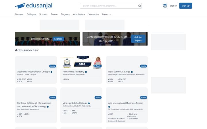 Screenshot of edusanjal.com