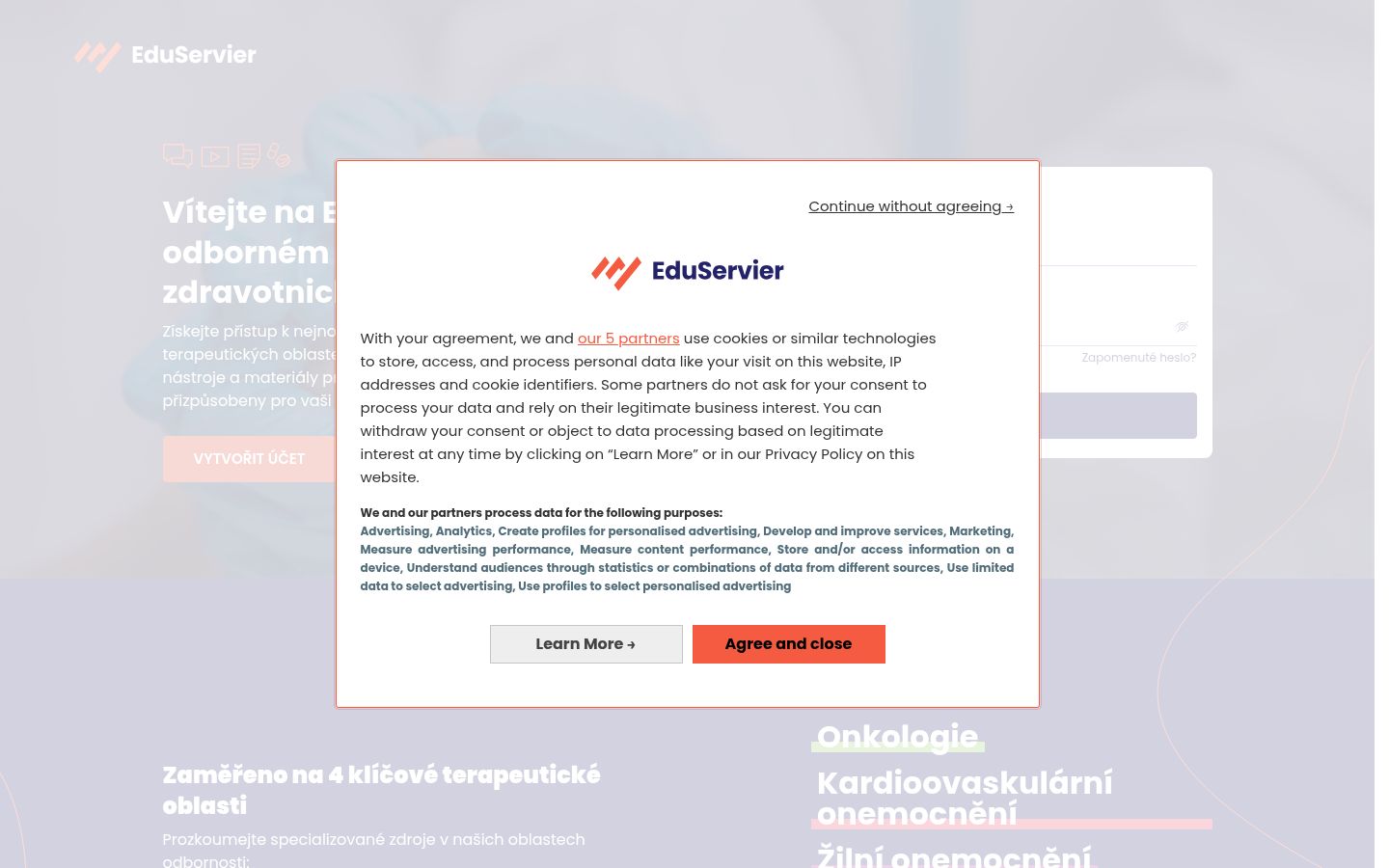 Sutikimo reklamjuostės, rodytos prieš bet kokią sąveiką, ekrano kopija