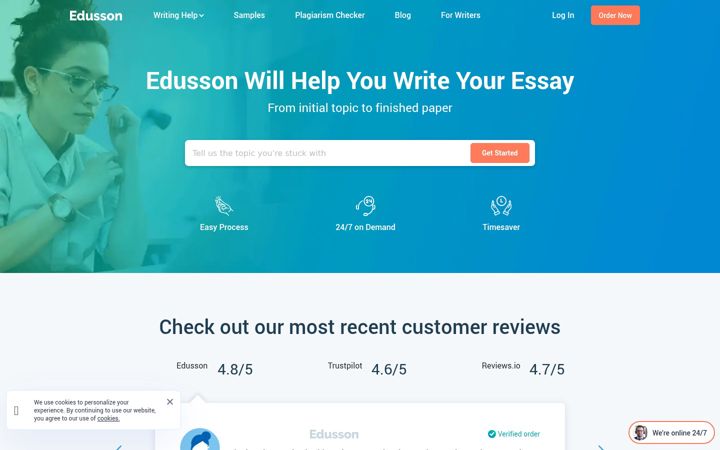 Skärmbild av edusson.com