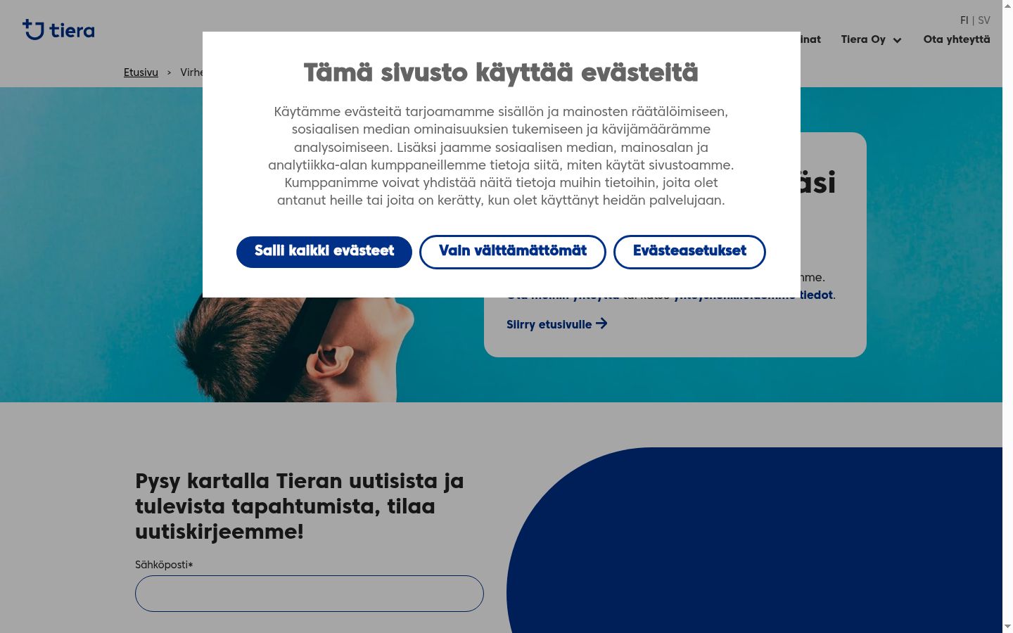 Snímek obrazovky baneru souhlasu zobrazeného před jakoukoli interakcí