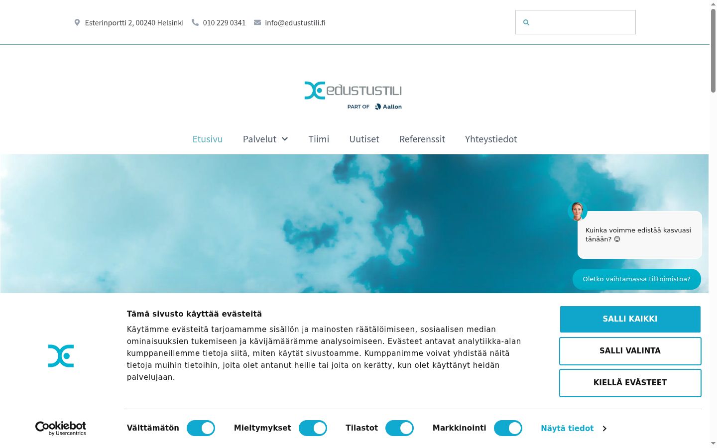 Screenshot del banner di consenso mostrato prima di qualsiasi interazione