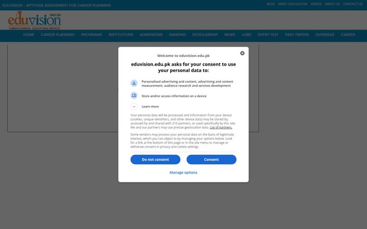 Screenshot of eduvision.edu.pk