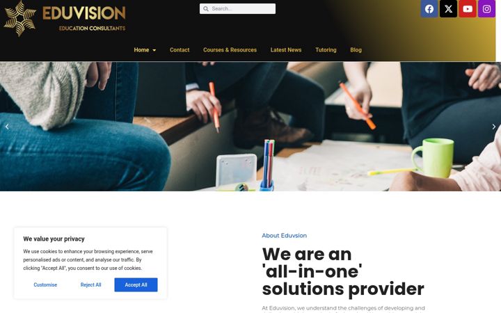 Screenshot van eduvision.uk