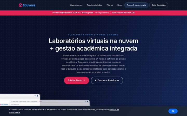 Skærmbillede af eduvora.com.br