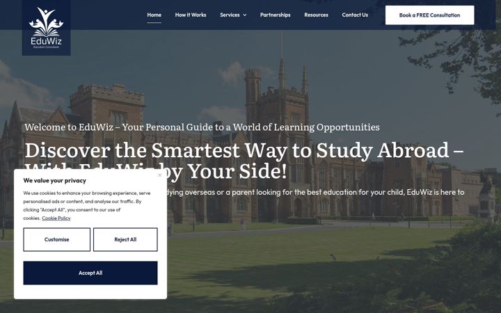 Screenshot of eduwiz.co.uk