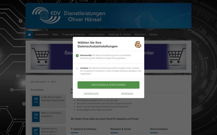 Ekrano kopija edv-haensel.de