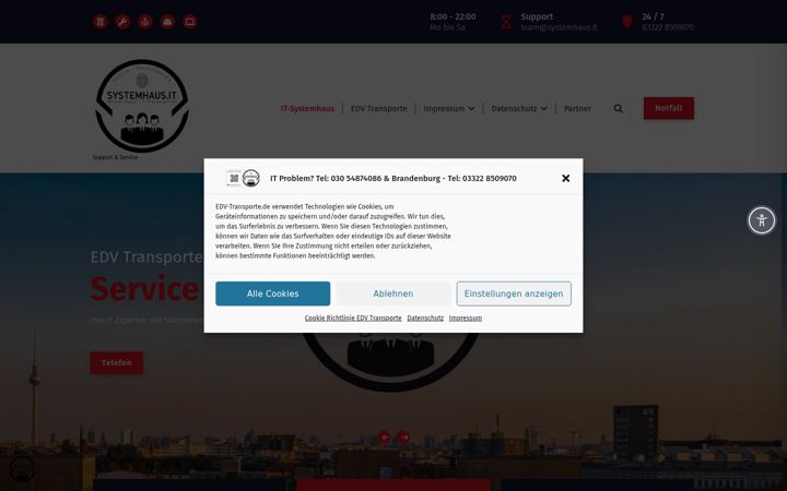 Captura de pantalla de edv-transporte.de