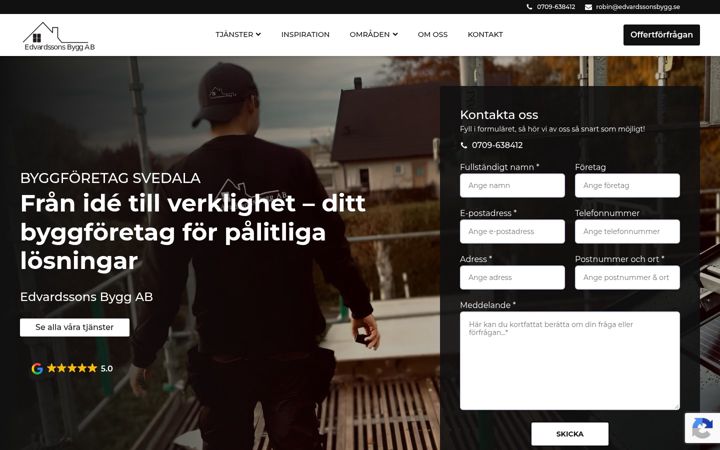 Snímek obrazovky edvardssonsbygg.se