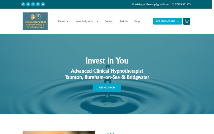 Screenshot of edvhypnotherapy.co.uk
