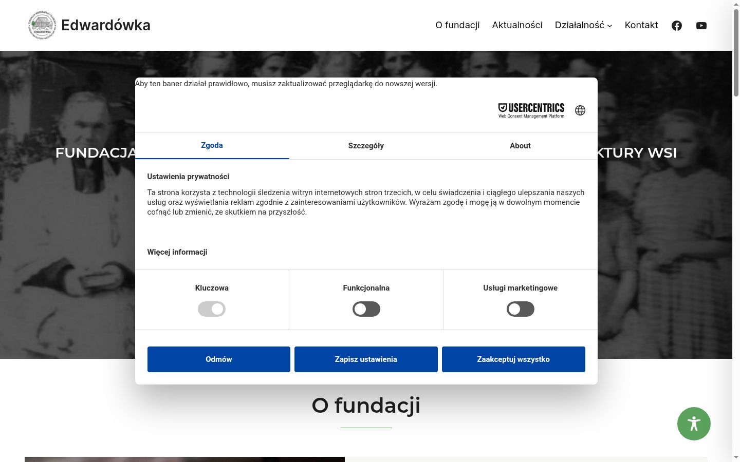Captura de ecrã do banner de consentimento apresentado antes de qualquer interação