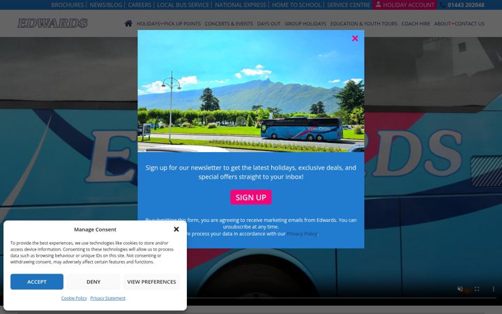 Screenshot of edwardscoaches.co.uk